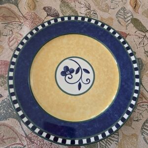 Blue and Yellow Ceramic R I ubd Serving Platter